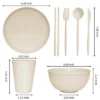 Itopfox Wheat Straw Dinnerware Sets - 42 Piece Unbreakable Plates, Bowls, Cups & Utensils For 6, Lightweight & Durable, Dishwasher & Microwave Safe