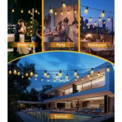 Itopfox Outdoor String Lights With Remote Control, 50Ft Waterproof Dimmable LED Patio Lighting, 15 Edison Bulbs For Backyard, Garden, Gazebo -Kid's Home GUEST eb87e496 469d 4b8b 8ffd 20ec6c157c5d