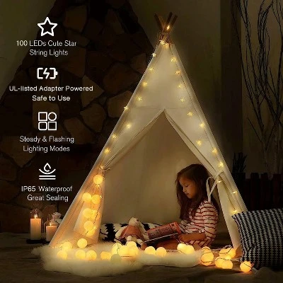 Itopfox Star String Lights Plug In - 100 LED Star Fairy Lights With Remote & Timer, Waterproof For Indoor Outdoor Décor, Warm White 2 Itopfox Star String Lights Plug In - 100 LED Star Fairy Lights With Remote & Timer, Waterproof For Indoor Outdoor Décor, Warm White - Image 2