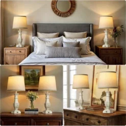 Itopfox Dimmable Table Lamps Set Of 2, Rustic Farmhouse Lamps For Living Room Bedroom, Bedside Desk Lamps With Touch Control, Includes Warm Bulbs -Kid's Home GUEST ed55031d 95d8 4c23 90ae 1a8aa4d6aa02