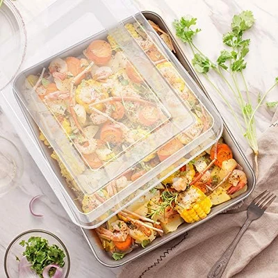 Itopfox Stainless Steel Bakeware Set, 9-Piece For Cake Cookie Loaf Muffin, Includes Round Square Rectangle Pans With Lid & Rack, Dishwasher Safe 4 Itopfox Stainless Steel Bakeware Set, 9-Piece For Cake Cookie Loaf Muffin, Includes Round Square Rectangle Pans With Lid & Rack, Dishwasher Safe - Image 4