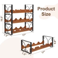 Itopfox 3-Tier Stackable Wine Rack For Cabinet, Solid Wood & Wrought Iron Wine Bottle Holder, Kitchen Bar Dining Room Storage Shelf -Kid's Home GUEST edc91e66 331c 4040 928a 0cc58718aacb