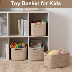 Itopfox Storage Baskets For Organizing, Woven Decorative Baskets For Shelves - Books, Towels, And Clothes, Cotton Rope Toy Storage Bins, Pack Of 4 10 Itopfox Storage Baskets For Organizing, Woven Decorative Baskets For Shelves - Books, Towels, And Clothes, Cotton Rope Toy Storage Bins, Pack Of 4 -Kid's Home GUEST ee4ca103 38ad 4343 89e5 6c577d3fcbe7