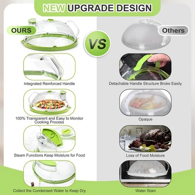 Itopfox Microwave Splatter Cover With Steamer, Clear Lid For Food, Kitchen Accessories For Microwave Oven, Green 3 Itopfox Microwave Splatter Cover With Steamer, Clear Lid For Food, Kitchen Accessories For Microwave Oven, Green - Image 3