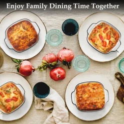 Itopfox 13Oz Ceramic Baking Dishes Set Of 4, Square Baking Dishes For Air Fryer, Ceramic Bakeware With Handles, Oven & Microwave Safe -Kid's Home GUEST ef767c9d 67b0 473c 8d80 715cc0efaf10