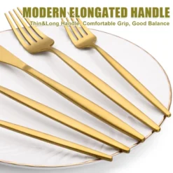 Itopfox 40-Piece Gold Flatware Set For 8, Stainless Steel Cutlery Set With Forks, Knives, Spoons, Elegant Satin Finish For Home, Kitchen, Restaurant -Kid's Home GUEST f0470828 497c 460b 83fe 02d5b031cd80