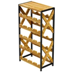 Itopfox 20 Bottle Wine Rack Freestanding Floor With Wood Top Wobble-Free 5 Tier Wine Display Storage Stand Shelf Stackable Modular Wine Bottle Holder -Kid's Home GUEST f1912f82 1b39 473c a4b2 6cfa7dbe2e9b