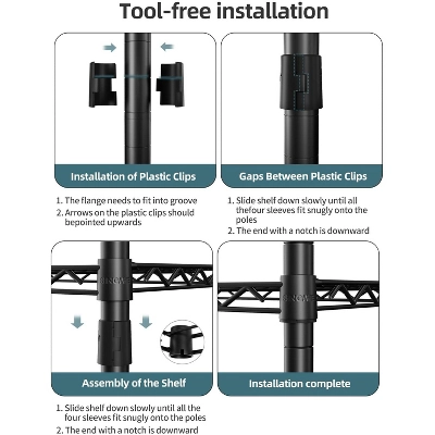 Itopfox 5-Tier Adjustable Wire Shelving Unit For Kitchen, Closet, Laundry, Bathroom, Pantry Organization With Narrow Mesh Gaps, Black 7 Itopfox 5-Tier Adjustable Wire Shelving Unit For Kitchen, Closet, Laundry, Bathroom, Pantry Organization With Narrow Mesh Gaps, Black - Image 7