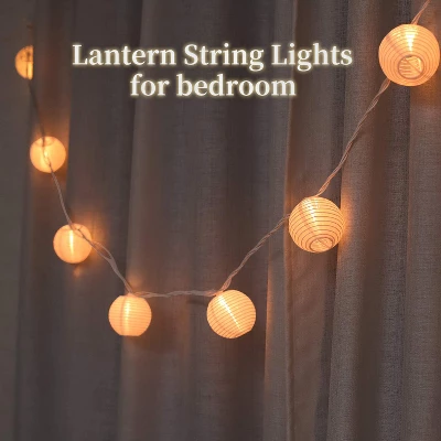 Itopfox Lantern String Lights Plug In, Outdoor White Lights For Patio, Bedroom With 10 Nylon Lanterns (Assembly Required) 3 Itopfox Lantern String Lights Plug In, Outdoor White Lights For Patio, Bedroom With 10 Nylon Lanterns (Assembly Required) - Image 3