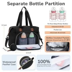 Itopfox Medium Black Diaper Tote Bag For Parents With Pacifier Case, 10 Pockets, Insulated Bottle Holders, Travel-Friendly 11 Itopfox Medium Black Diaper Tote Bag For Parents With Pacifier Case, 10 Pockets, Insulated Bottle Holders, Travel-Friendly -Kid's Home GUEST f2fe4bfb 7a9f 4b33 837c 6cfd77e2c30d
