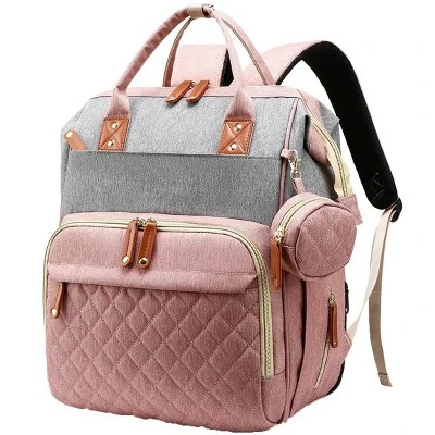 Itopfox Waterproof 3-in-1 Baby Diaper Backpack With Foldable Changing Pad, Large Capacity, USB Port, Pink-Grey 8 Itopfox Waterproof 3-in-1 Baby Diaper Backpack With Foldable Changing Pad, Large Capacity, USB Port, Pink-Grey - Image 8