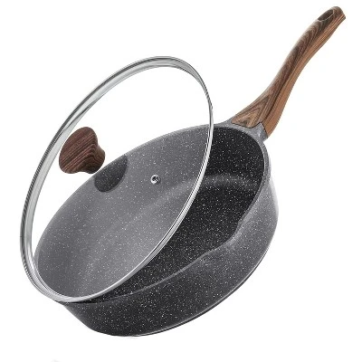 Itopfox Nonstick Skillet With Lid, Deep Frying Pan, Saute Pan, Stay-cool Handle, Healthy Stone Cookware, Induction Compatible 9 Itopfox Nonstick Skillet With Lid, Deep Frying Pan, Saute Pan, Stay-cool Handle, Healthy Stone Cookware, Induction Compatible - Image 9