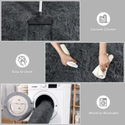 Itopfox Fluffy Dark Grey Area Rug For Bedroom Living Room, Soft Plush Shaggy Deep Gray Kids Rug, Non-Slip And Machine Washable Carpet For Dorm Decor -Kid's Home GUEST f534b74b 5af5 42a4 96b4 af8324738396