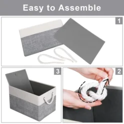 Itopfox Foldable Storage Baskets For Organizing Toys, Books, Shelves, Closet, Large Storage Box With Sturdy Rope Handles, White & Grey 7 Itopfox Foldable Storage Baskets For Organizing Toys, Books, Shelves, Closet, Large Storage Box With Sturdy Rope Handles, White & Grey -Kid's Home GUEST f58501d0 3b45 40e0 8114 37ff66028a2a