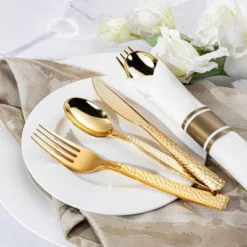 Itopfox 100-Pack Gold Plastic Silverware Set Disposable Cutlery With Forks, Knives, Spoons & Napkins, Elegant & Durable For Parties, Events, Banquets -Kid's Home GUEST f5f5e305 12e5 4713 85b9 8a03072bacb9