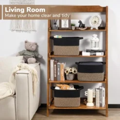 Itopfox Woven Storage Baskets For Organizing Towels, Books, Clothes, Shoes, Toys, And Baby Laundry - Perfect For Office, Closet, And Nursery Shelves