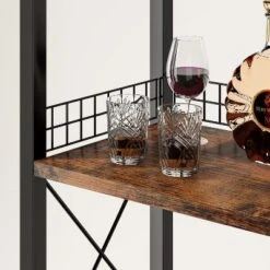 Itopfox 4-Tier Freestanding Wine Rack With Tabletop, Glass Holder, Storage Drawer For Liquor & Glasses, Industrial Style Bar Cabinet For Living Room -Kid's Home GUEST f72ed151 598b 49c2 bd11 64f9a31445f4