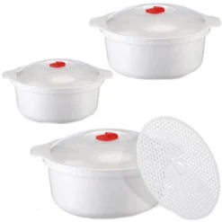 Itopfox 3-Piece Microwave Bowls With Lids And Steam Rack, Assorted Sizes For Soup, Noodles, Leftovers, Dishwasher Safe, Dorm & Kitchen Essentials -Kid's Home GUEST f744c562 51b3 444d b822 6514489cbe37