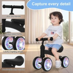 Itopfox Baby Balance Bike For 12-36 Months Kids, Toddler First Birthday Gift, No Pedal 4 Wheels Bicycle, Indoor & Outdoor Play Colorful, Black-Light -Kid's Home GUEST f781b03a 8ac6 4515 bcce a16e24629ac2