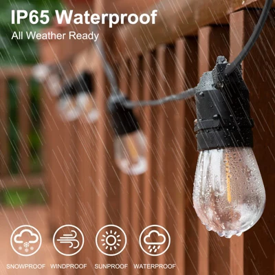 Itopfox S14 LED Outdoor String Lights, Shatterproof IP65 Waterproof For Patio, Backyard Vintage Edison Style Lights, White, Connectable, Weatherproof 2 Itopfox S14 LED Outdoor String Lights, Shatterproof IP65 Waterproof For Patio, Backyard Vintage Edison Style Lights, White, Connectable, Weatherproof - Image 2