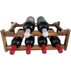 Itopfox 8-Bottle Wine Rack - Premium Carbonized Pine Wood, Two-Tier Countertop Design For Kitchen, Dining Room Or Bar -Kid's Home GUEST f87e0b5d c685 43c9 bde4 049c2cf8b82f