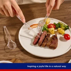 Itopfox 300 Count Clear Plastic Silverware Set, Heavy Duty BPA Free Disposable Cutlery, 100 Forks, 100 Spoons, 100 Knives For Party Supplies -Kid's Home GUEST f95f3ed5 e2dc 41b8 aa2a 8ec4540b291b