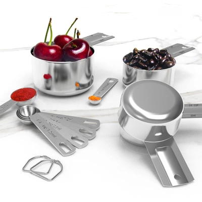 Itopfox Stainless Steel Measuring Cups & Spoons Set, Essential Kitchen Gadgets For Precise Cooking And Baking Needs (10-Piece) 1 Itopfox Stainless Steel Measuring Cups & Spoons Set, Essential Kitchen Gadgets For Precise Cooking And Baking Needs (10-Piece)