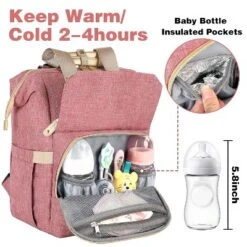 Itopfox Pink Diaper Backpack For Women With Insulated Pockets, USB Charging Port, RFID Anti-Theft Pocket, Stroller Straps, And Waterproof Fabric 12 Itopfox Pink Diaper Backpack For Women With Insulated Pockets, USB Charging Port, RFID Anti-Theft Pocket, Stroller Straps, And Waterproof Fabric -Kid's Home GUEST fc7828e8 7fd7 4b53 9ead db7f6b7e64d8