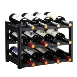 Itopfox 3-Tier Bamboo Wine Rack, Sturdy And Durable Wine Storage Cabinet Shelf For Pantry, Kitchen, Holds 12 Bottles Securely -Kid's Home GUEST fd26fcfd 7145 4b03 b814 7712c675ae1f
