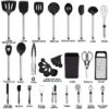 Itopfox Kitchen Utensil Set With 33 Silicone Cooking Tools For Nonstick Cookware - Stainless Steel Spatula Set & Useful Pots And Pans Accessories