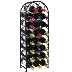 Itopfox 23 Bottle Arched Freestanding Floor Metal Wine Rack Holder Stand For Kitchen Bar Cellar Dining Room Black