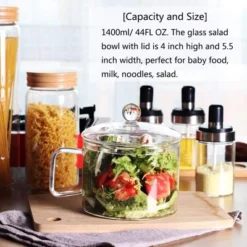 Itopfox Mini Glass Bowl With Lid & Handle, 44oz For Noodles, Pasta, Soup, Cereals, Fruits, BPA Free, Microwave & Dishwasher Safe -Kid's Home GUEST ff9230e0 d039 4c76 be08 f3e71fe482d6