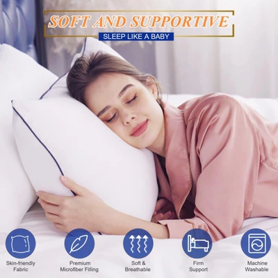 Itopfox Bed Pillows For Sleeping - Medium Soft, Queen Size Set Of 2, Cooling Hotel Quality For Back, Stomach Or Side Sleepers 1 Itopfox Bed Pillows For Sleeping - Medium Soft, Queen Size Set Of 2, Cooling Hotel Quality For Back, Stomach Or Side Sleepers